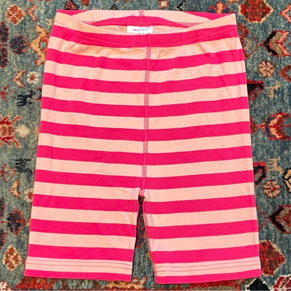 NWT Hanna Andersson Size 12 / 150 cm Organic Cotton Pink Striped Short John Set - Picture 6 of 8